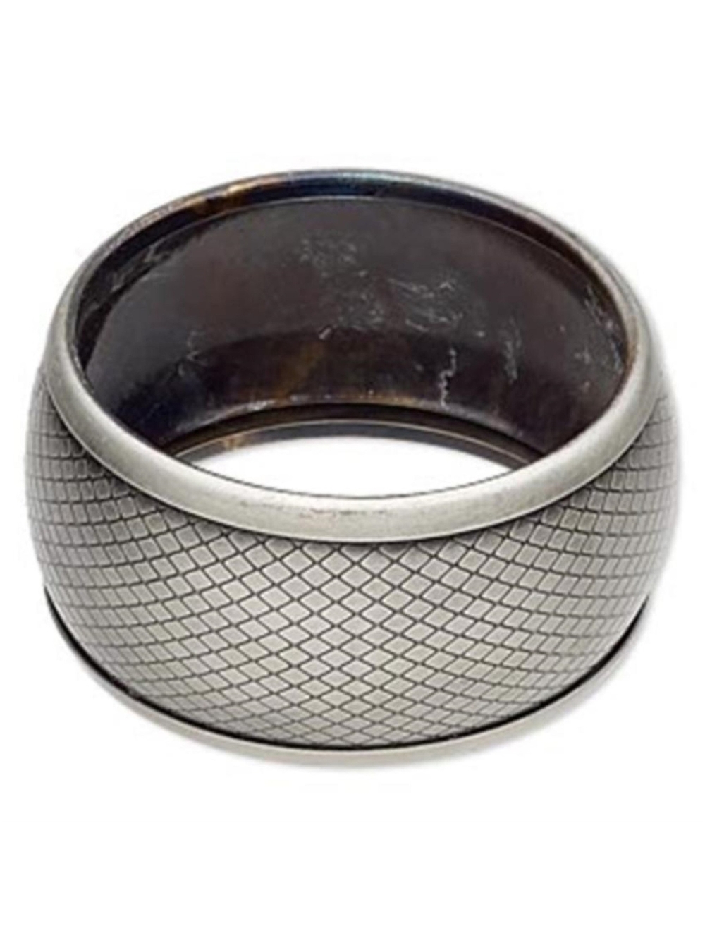Antiqued Silver Steel Weathered Look Diamond Pattern 40mm Wide Bangle Bracelet